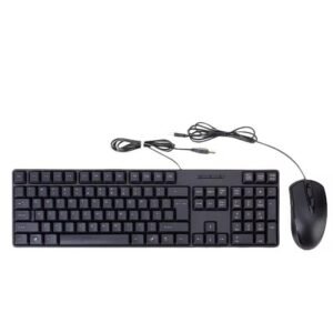Wired USB Keyboard and Mouse Combo Set, Full-Size Layout, Black