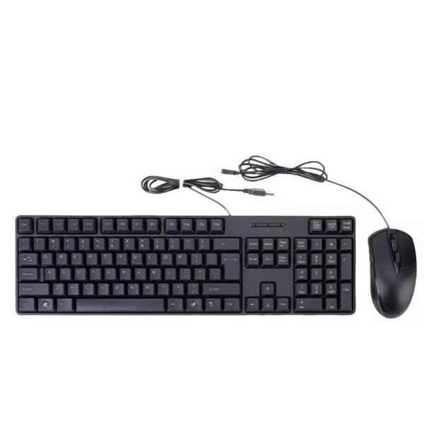 Wired USB Keyboard and Mouse Combo Set, Full-Size Layout, Black