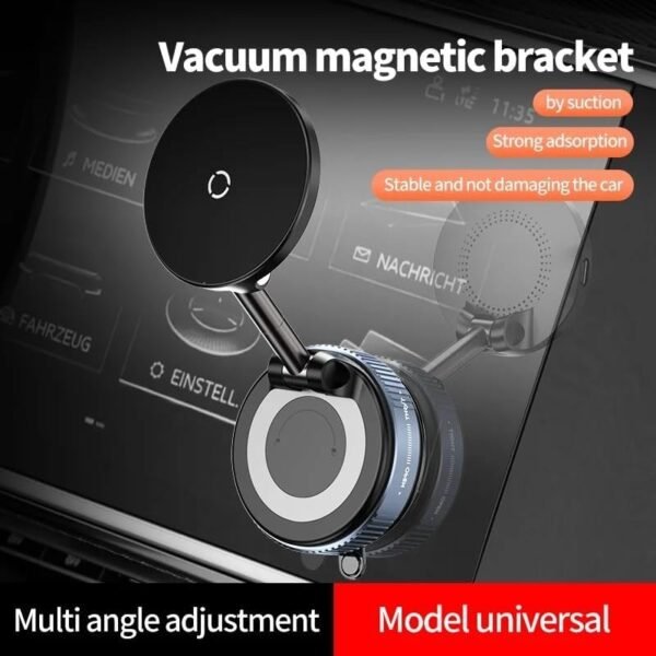 Wireless Phone Charger Mount, Vacuum Suction Base, Multi-Angle Adjustable, Aluminium Alloy, Black - Image 2