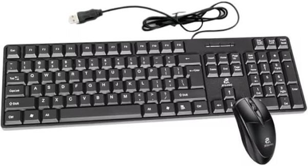 Wired USB Keyboard and Mouse Combo Set, Full-Size Layout, Black - Image 3