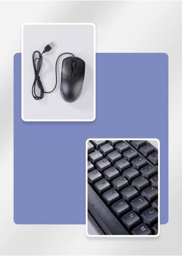 Wired USB Keyboard and Mouse Combo Set, Full-Size Layout, Black - Image 9