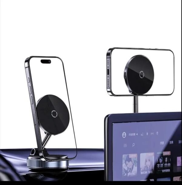 Wireless Phone Charger Mount, Vacuum Suction Base, Multi-Angle Adjustable, Aluminium Alloy, Black - Image 3