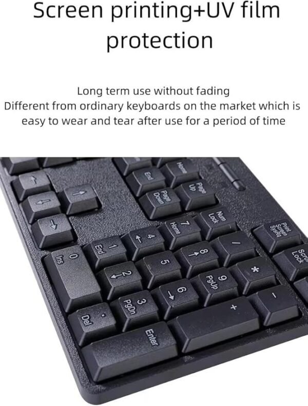 Wired USB Keyboard and Mouse Combo Set, Full-Size Layout, Black - Image 8