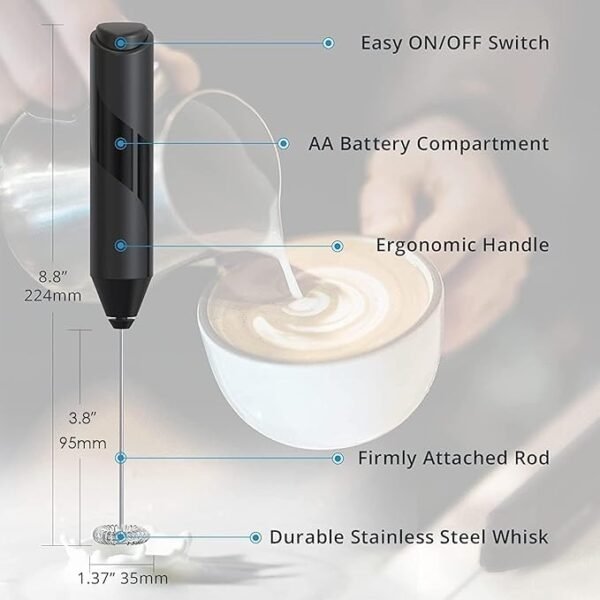 Electric Milk Frother Handheld - Portable Foam Maker, Stainless Steel Whisk with Stand, for Coffee, Lattes, Cappuccinos, Hot Chocolate - Image 10