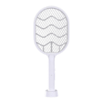 Electric Mosquito Swatter & Killer Super-Bright LED Light to Zap in Dark 3-Layer Safety Mesh Safe to Touch, Fly Killer & Bug Zapper Racket (white)
