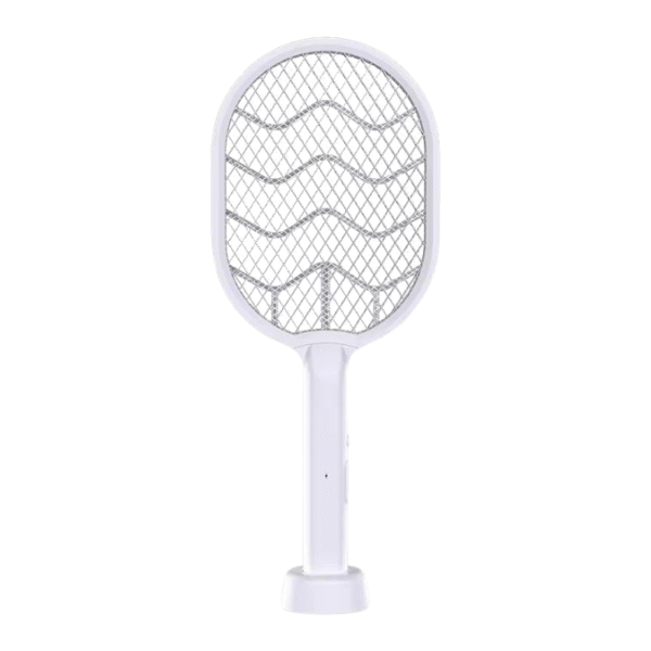Electric Mosquito Swatter & Killer Super-Bright LED Light to Zap in Dark 3-Layer Safety Mesh Safe to Touch, Fly Killer & Bug Zapper Racket (white)