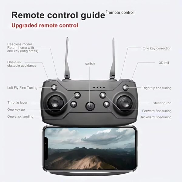 E88 Foldable Drone with 8K HD Dual Camera, Obstacle Avoidance, Altitude Hold, and Compact Design.(Multicolour) - Image 2