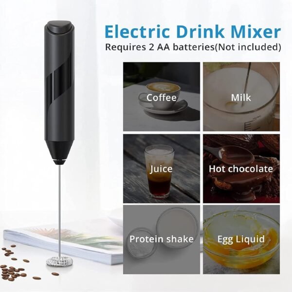 Electric Milk Frother Handheld - Portable Foam Maker, Stainless Steel Whisk with Stand, for Coffee, Lattes, Cappuccinos, Hot Chocolate - Image 4