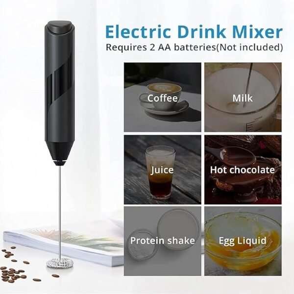 Electric Milk Frother Handheld - Portable Foam Maker, Stainless Steel Whisk with Stand, for Coffee, Lattes, Cappuccinos, Hot Chocolate - Image 9