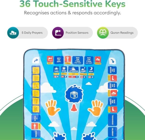 Islamic Electronic Smart Prayer Mat For Kids, Engaging Interactive Learning in 10 Speaking Languages, 36 active keys, Fun and Educational Gift - Image 4