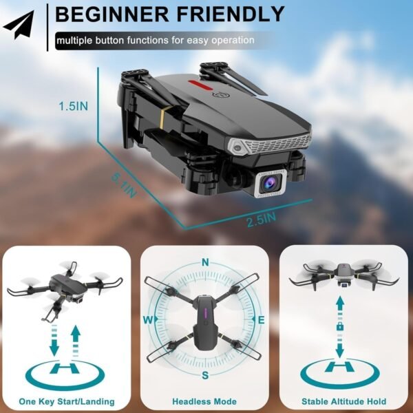 E99 Foldable Drone with 8K HD Dual Camera, Obstacle Avoidance, Altitude Hold, and Compact Design.(Multicolour) - Image 6