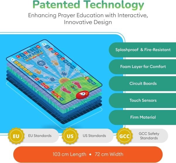 Islamic Electronic Smart Prayer Mat For Kids, Engaging Interactive Learning in 10 Speaking Languages, 36 active keys, Fun and Educational Gift - Image 3