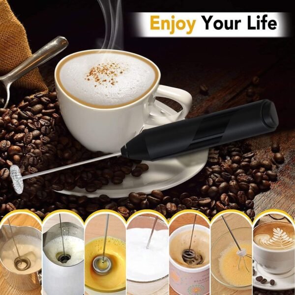 Electric Milk Frother Handheld - Portable Foam Maker, Stainless Steel Whisk with Stand, for Coffee, Lattes, Cappuccinos, Hot Chocolate - Image 2