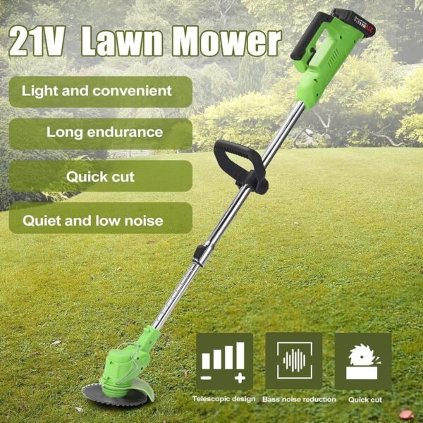 Electric Lawn Mower Li-ion Battery Cordless Grass Trimmer Auto Release Household Portable Garden Home Trimming Machine for Gardening Green - Image 9