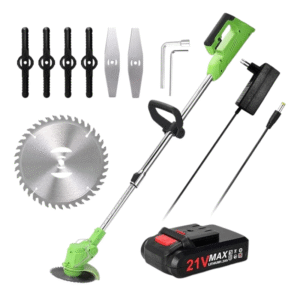 Electric Lawn Mower Li-ion Battery Cordless Grass Trimmer Auto Release Household Portable Garden Home Trimming Machine for Gardening Green