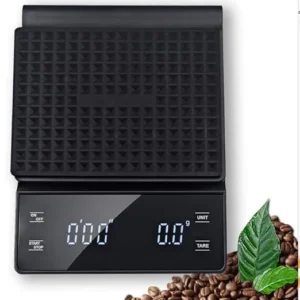 NAIECO Digital Coffee Scale with Timer, 3Kg/0.1g Rechargeable Kitchen Scale with Invisible Screen, Tare & Auto No/Off, Measures in Grams, Ounces, and Milliliter