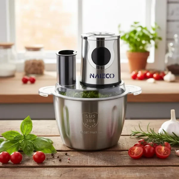 NAIECO 1000W Meat Grinder Electric, Food Processor 3L Stainless Steel Meat Blender Food Chopper for Meat, Meat Mincer with Stainless Steel 4 Blades (1000W, 3L) - Image 2