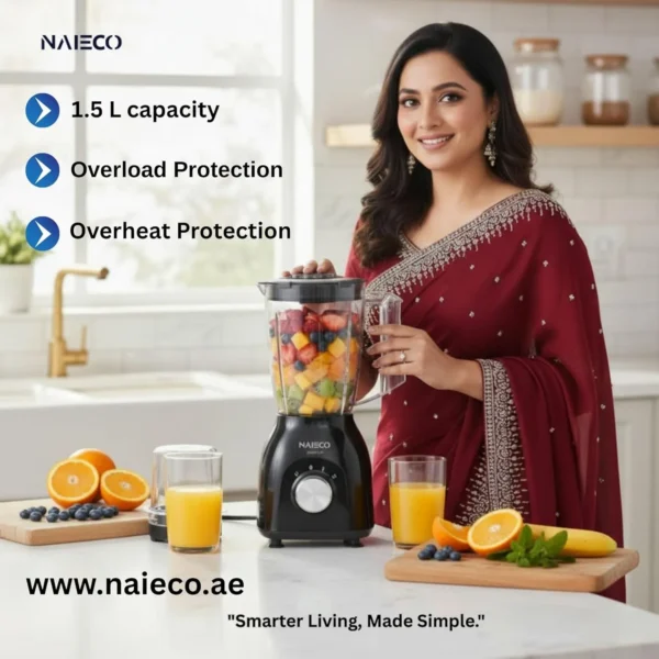 NAIECO Blender 800W Blender/Smoothie Maker 1.5L With Multi Mill, Black - Image 3