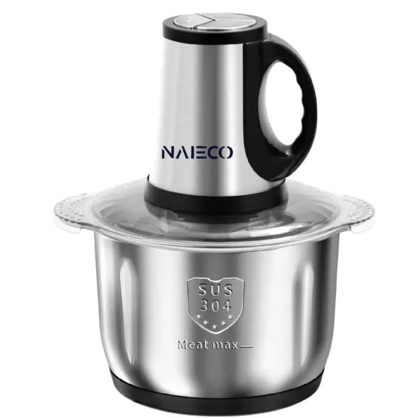 NAIECO Multi-Function food chopper,3 L Bowl, Blade,Easy to clean,Food Processor 3L Stainless Steel Meat Blender Food Chopper for Meat, Meat Mincer with Stainless Steel 4 Blades - Image 4
