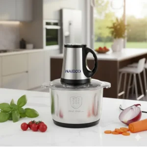 NAIECO Multi-Function food chopper,3 L Bowl, Blade,Easy to clean,Food Processor 3L Stainless Steel Meat Blender Food Chopper for Meat, Meat Mincer with Stainless Steel 4 Blades