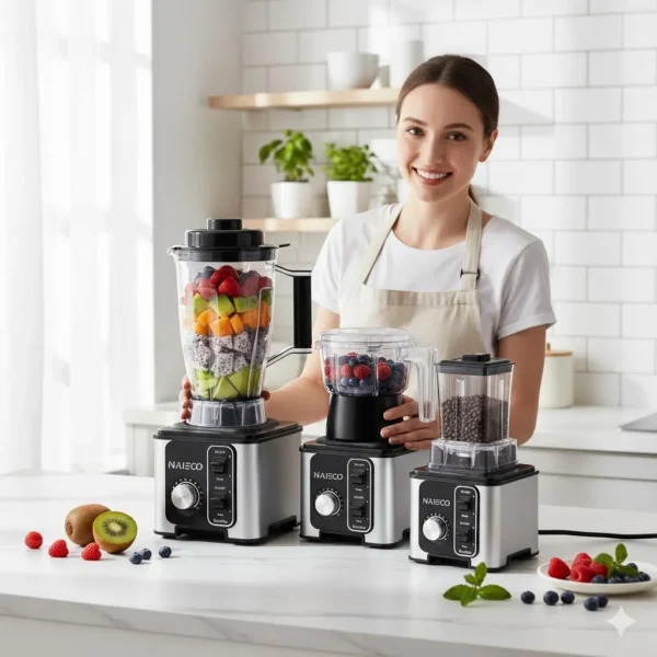 NAIECO 3 In 1 Blender, with Grinder and Food Chopper, 1200W Electric Blender, BPA-Free Chopper, for Smoothies, Ice Crush, Frozen Drinks, Coffee Powder, Meat and Vegetable, 3L - Image 6